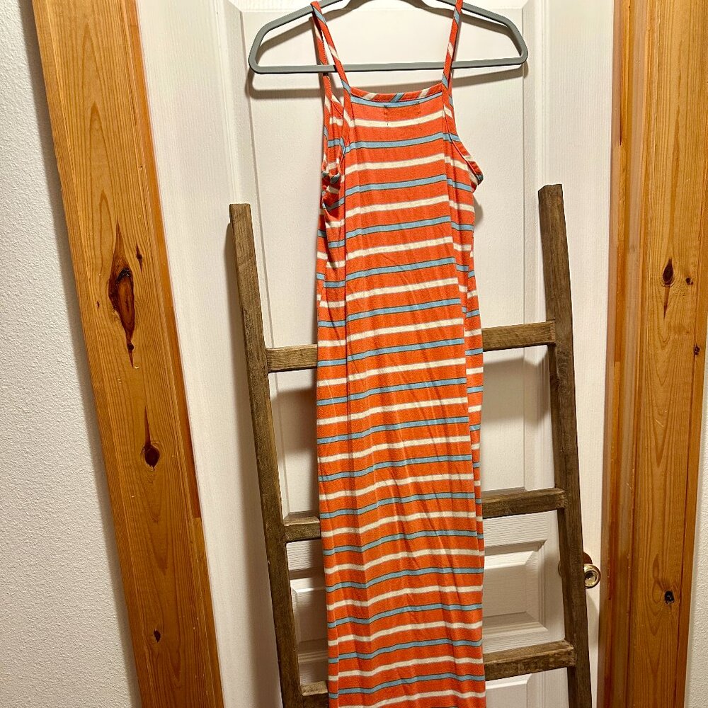 Free People Orange, Blue, White Striped Maxi Dress M